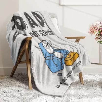 🔥Hot Sale 49% off😴🛋️ Funny Gift Dad Is Not Sleeping Flannel Blanket