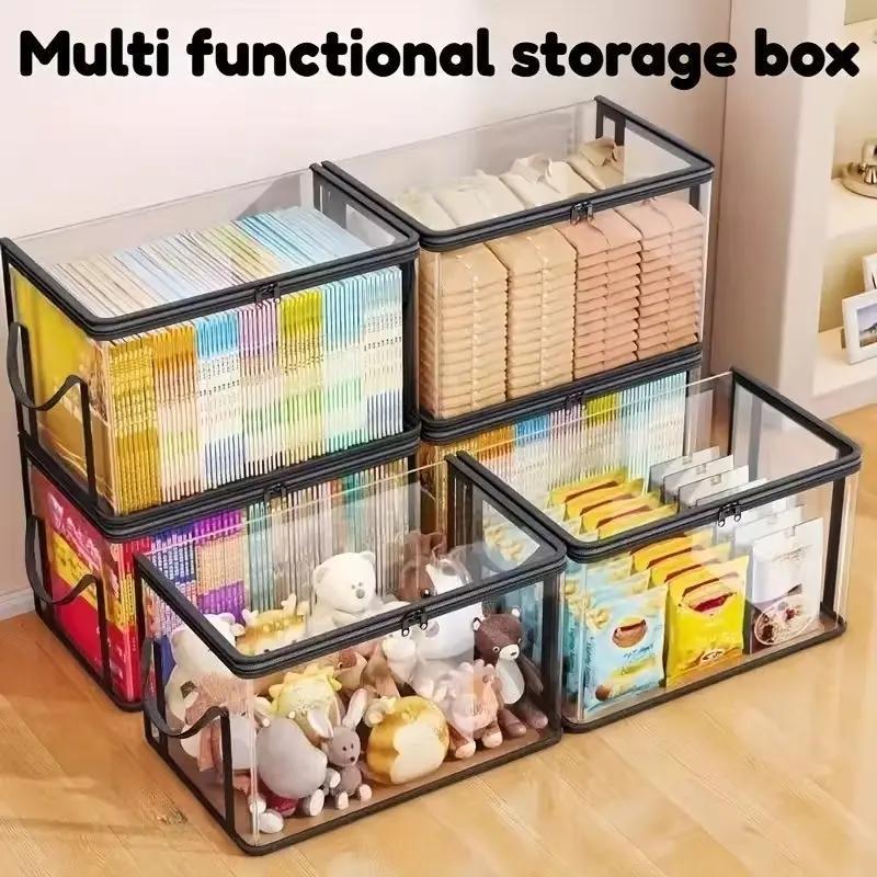 📦📦Large Clear Thick Plastic Storage Box with Hinged Lid, Heavy Duty High Capacity Organizer Bin, Free Shipping for Home Camping Travel Attic Moving-VEX
