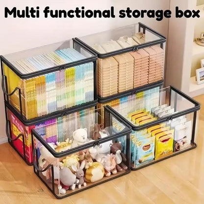 📦📦Large Clear Thick Plastic Storage Box with Hinged Lid, Heavy Duty High Capacity Organizer Bin, Free Shipping for Home Camping Travel Attic Moving-VEX