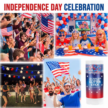 3-in-1 Patriotic Glow😍✨Red, White & Blue Glitter Body Stick