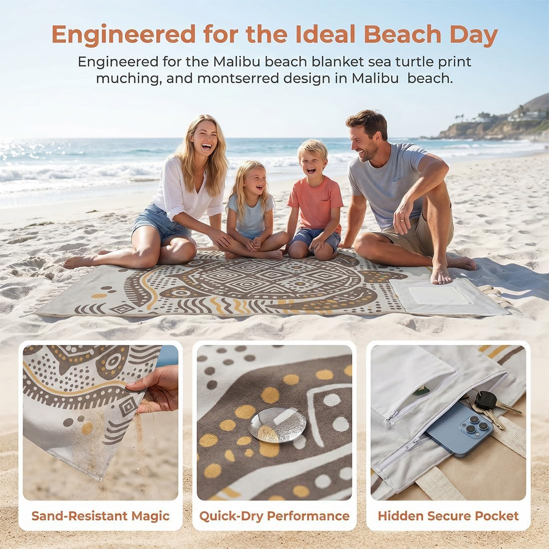 🏖️2-in-1 Convertible Towel & Backpack with Inner Zip Pocket & Sand-Repelling Fabric