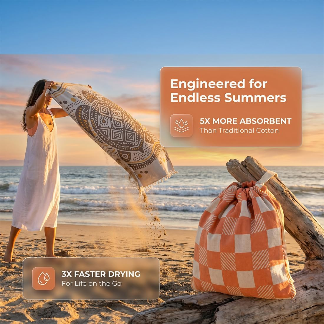 🏖️2-in-1 Convertible Towel & Backpack with Inner Zip Pocket & Sand-Repelling Fabric
