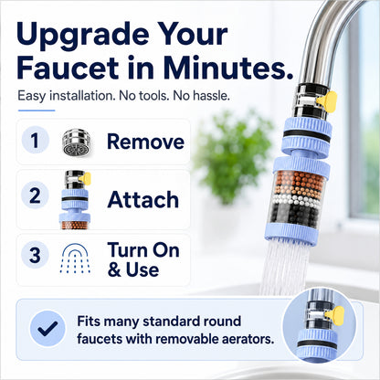 💧 Upgrade Your Faucet in Seconds – 360° Anti-Splash Filter Nozzle