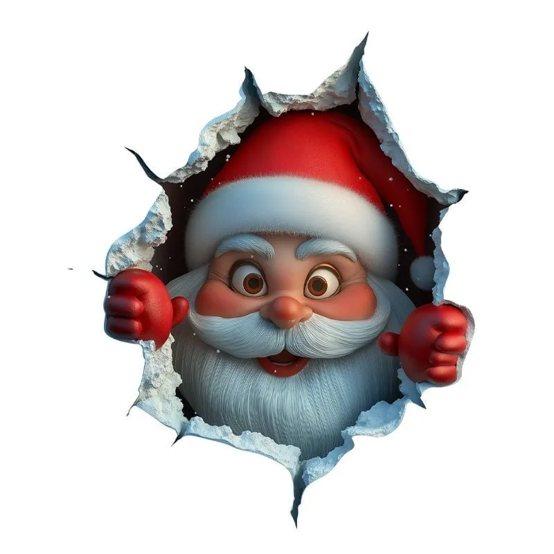 🎅 Santa Claus 3D Wall Sticker | Peel & Stick Christmas Decor 🎄✨