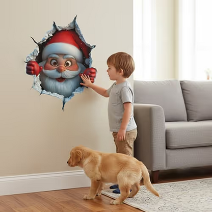 🎅 Santa Claus 3D Wall Sticker | Peel & Stick Christmas Decor 🎄✨