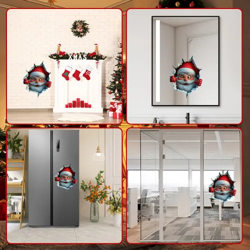🎅 Santa Claus 3D Wall Sticker | Peel & Stick Christmas Decor 🎄✨