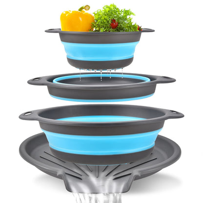 🥗 3-Piece Collapsible Colander Set – Self-Draining & Space-Saving Kitchen Strainers ✨
