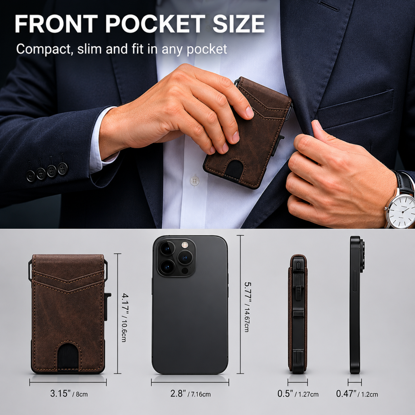 🔐 RFID Blocking Minimalist Pop-Up Wallet | One-Second Card Eject Design & Ultra Slim Pocket Wallet