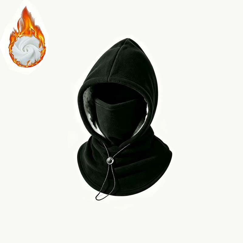 Black plush and thickened winter face mask hood