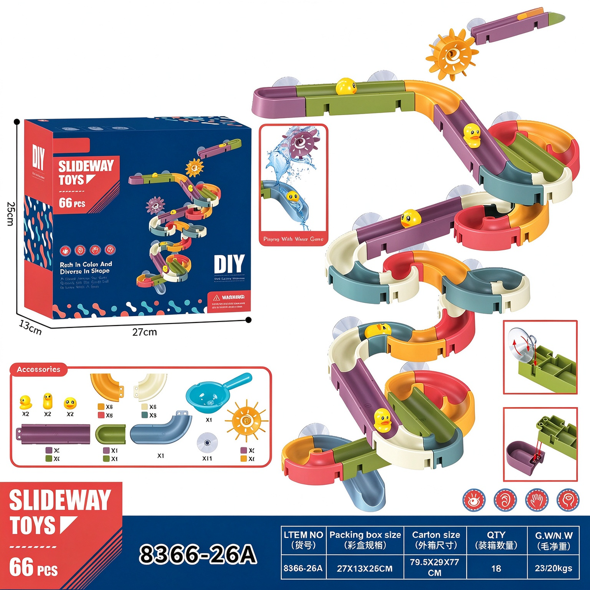 🦆💦 48-Piece DIY Duck Slide Bath Toy 🌈 Build Splash & Turn Bath Time Into Play Time 🛁✨