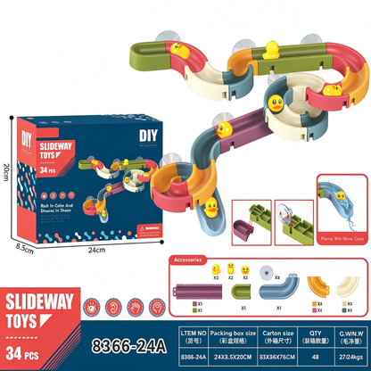 🦆💦 48-Piece DIY Duck Slide Bath Toy 🌈 Build Splash & Turn Bath Time Into Play Time 🛁✨