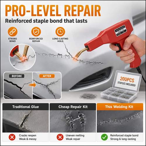 🔧 Handheld Car Plastic Welding Repair Tool (200 Staples Included)