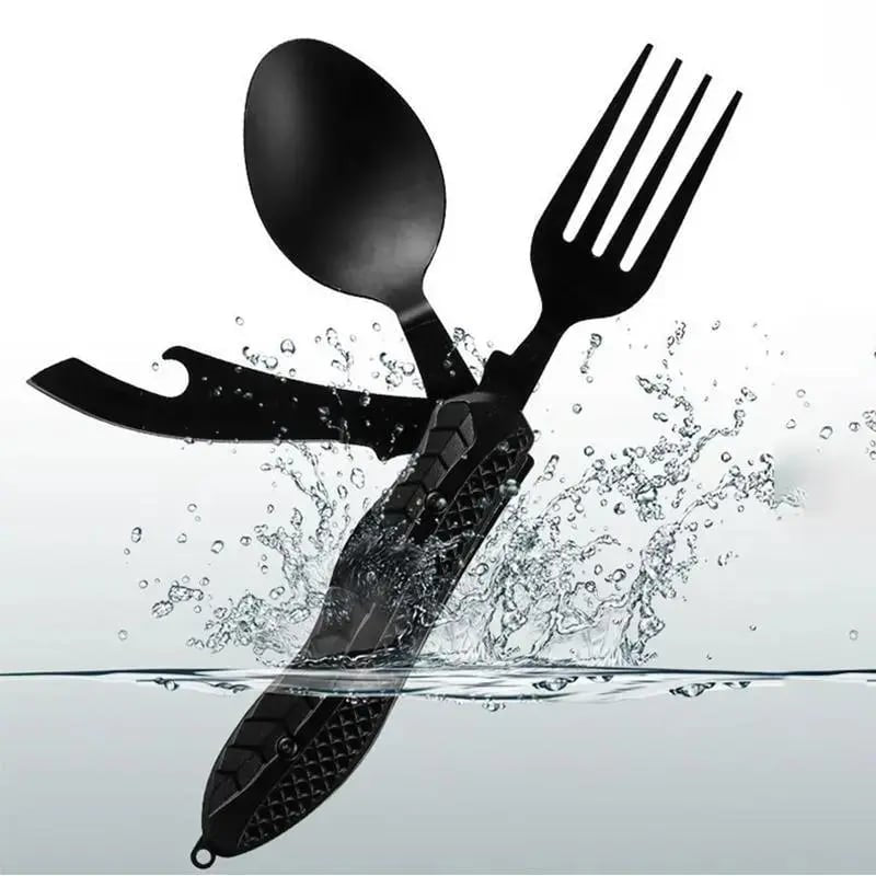 Folding Knife with Fork &amp; Spoon Set-The Ultimate Outdoor Dining Tool for camping &amp; Adventure