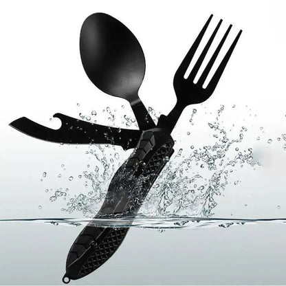 Folding Knife with Fork &amp; Spoon Set-The Ultimate Outdoor Dining Tool for camping &amp; Adventure