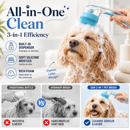 All-in-One Pet Bathing Shower Brush 🐾