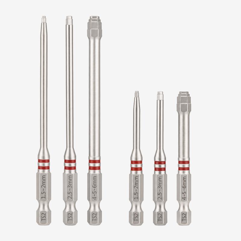 Screwdriver Bits Set 6pcs with Magnetic Hex Shank Pagoda-Shaped Design in Multiple Sizes for Electric Drills and Wrenches