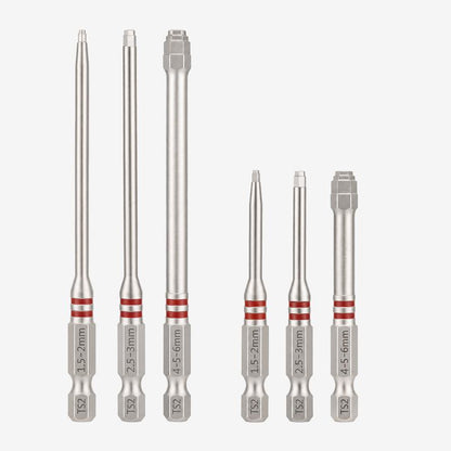 Screwdriver Bits Set 6pcs with Magnetic Hex Shank Pagoda-Shaped Design in Multiple Sizes for Electric Drills and Wrenches