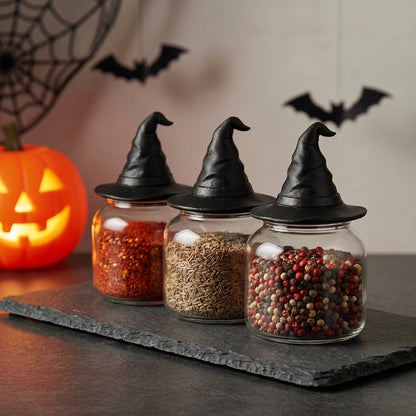 Enchanted Gothic Witch Spice Jar & Herb Container Set 🖤🔮