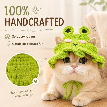 🐸 Cute Crochet Frog & Cat Bucket Hat