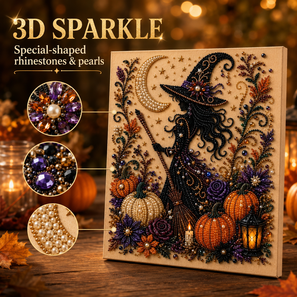 🎃 Mystical Witch & Pumpkin 5D Diamond Painting Kit
