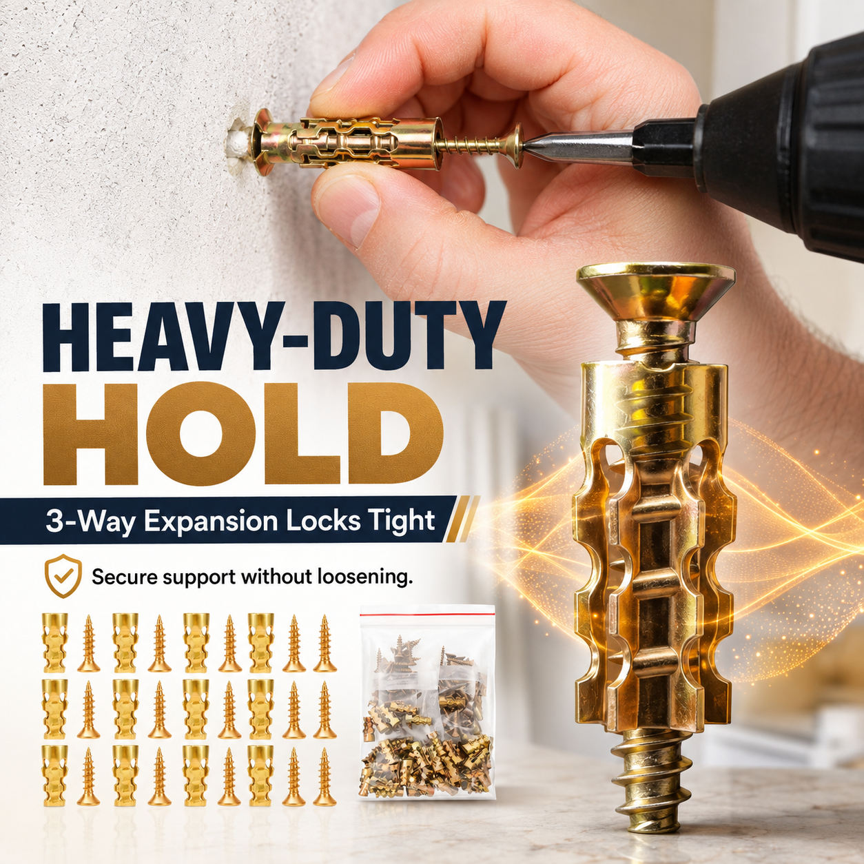🛠️ Heavy-Duty Metal Wall Anchor & Screw Kit