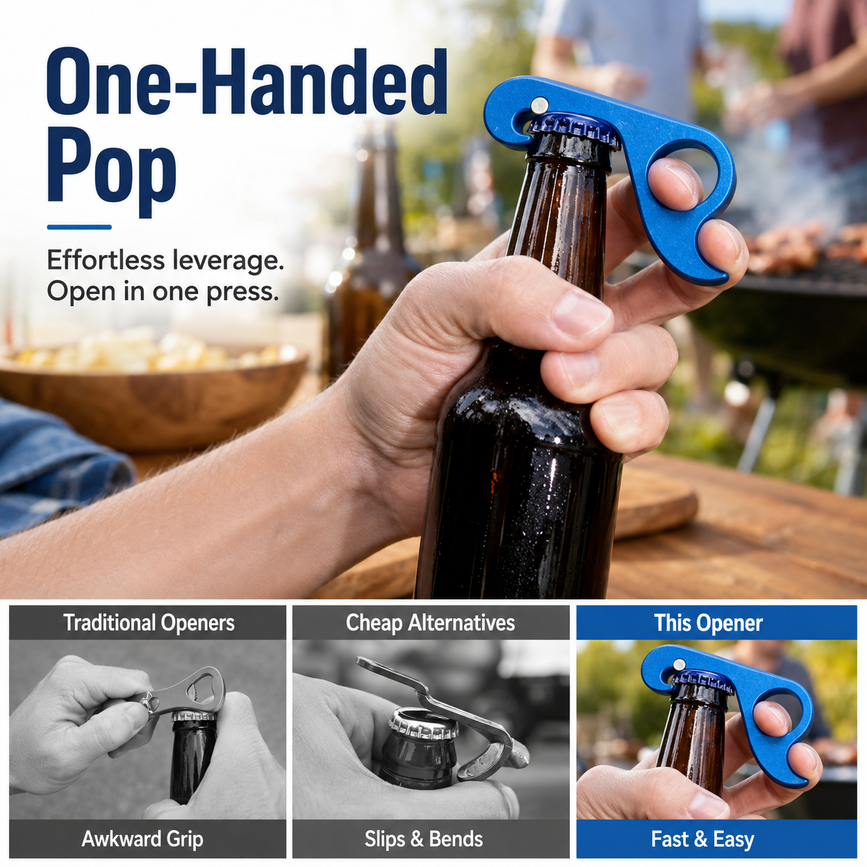 🍺 One-Pull EDC Keychain Bottle Opener | Fast One-Handed Pop