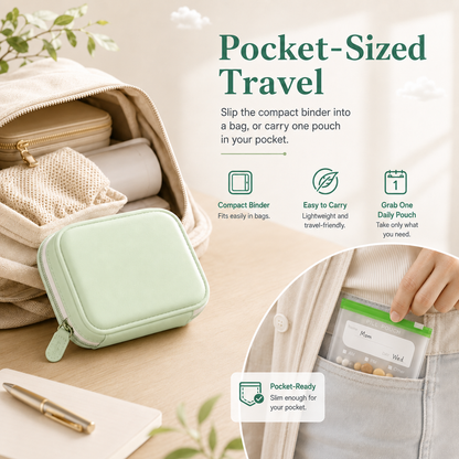 🧳 Smart Pill Organizer Pouch | 14 Color-Coded Bags