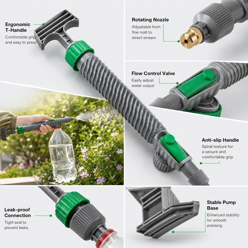 🌿Manual Drink Bottle Sprayer with Adjustable Nozzle‑Portable DIY Garden Spray Tool, Fits Standard