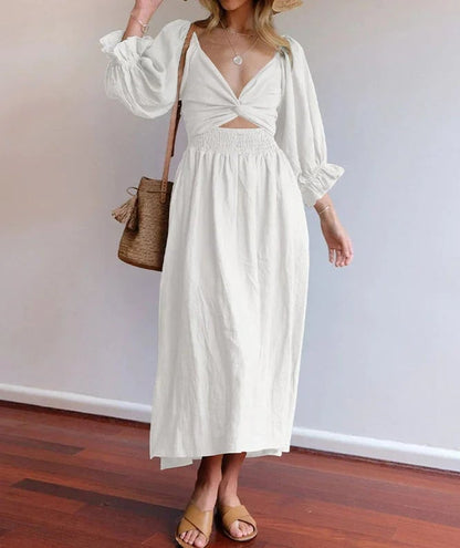 💖Early Mother's Day Sale - 48% OFF🎁French Ruffled Lantern Sleeves Multi-wear Dress
