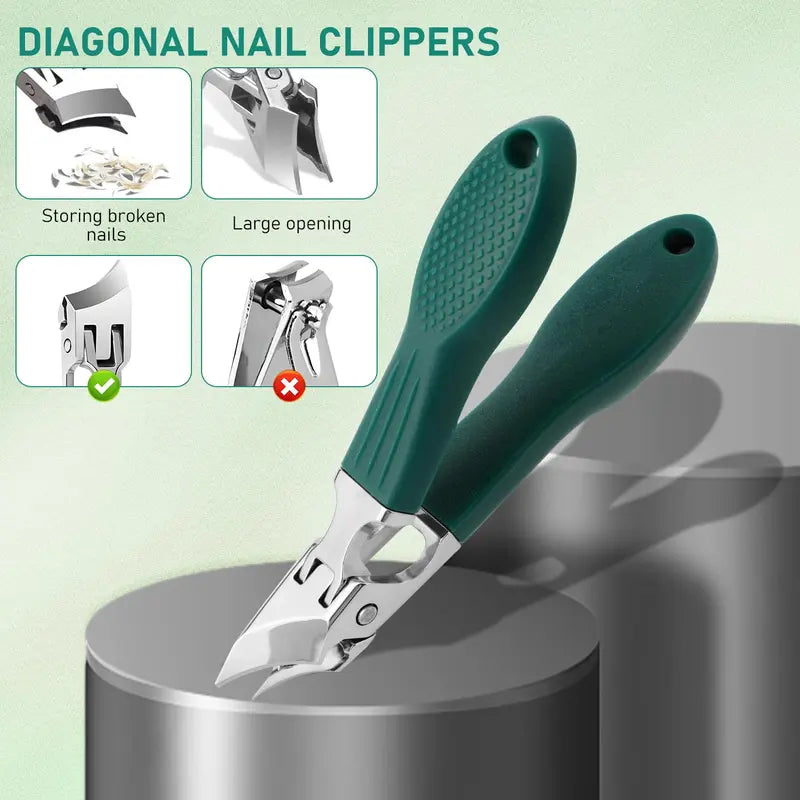 🔥Hot Sale 49% off💅💨Wide Jaw Opening Anti-Splash Slanted Eagle Beak Beveled Nail Clipper Set