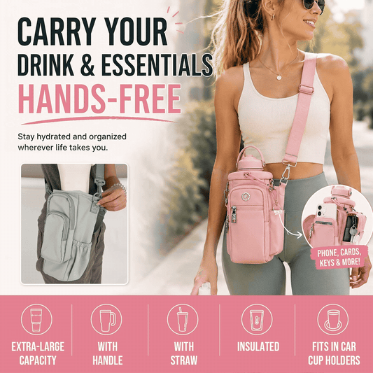 Water Bottle Carrier Bag with Phone Pocket for Stanley Cup 40/30oz