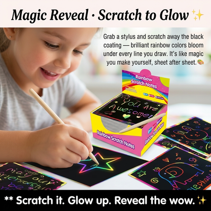 Rainbow Scratch Art Paper – 100 Sheets DIY Magic Reveal Kit