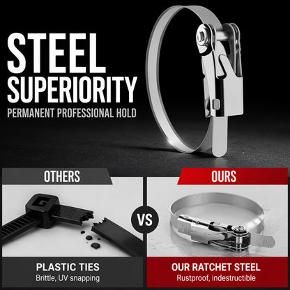 🔩 Heavy Duty Stainless Steel Cable Tie – 304 Steel, Rust-Proof, Ratchet Lock – Secure Heavy Loads Indoors & Out! ✨