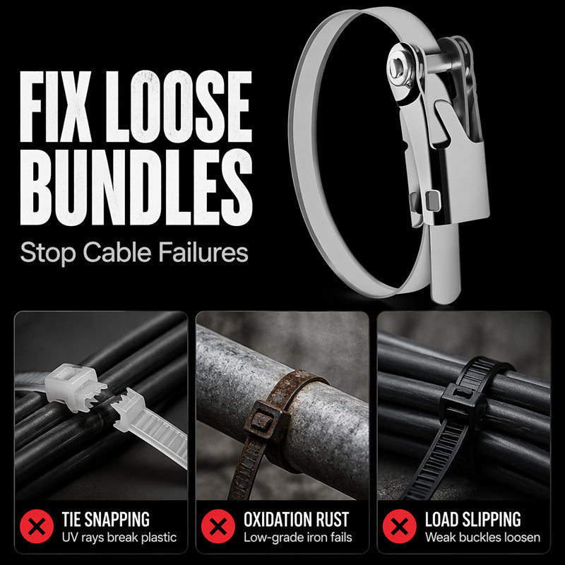 🔩 Heavy Duty Stainless Steel Cable Tie – 304 Steel, Rust-Proof, Ratchet Lock – Secure Heavy Loads Indoors & Out! ✨