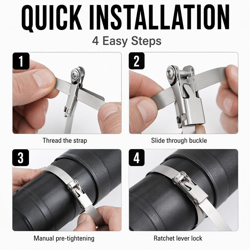 🔩 Heavy Duty Stainless Steel Cable Tie – 304 Steel, Rust-Proof, Ratchet Lock – Secure Heavy Loads Indoors & Out! ✨