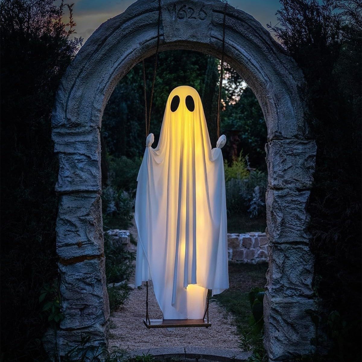 Hanging Ghost Swing with Remote Control String Lights