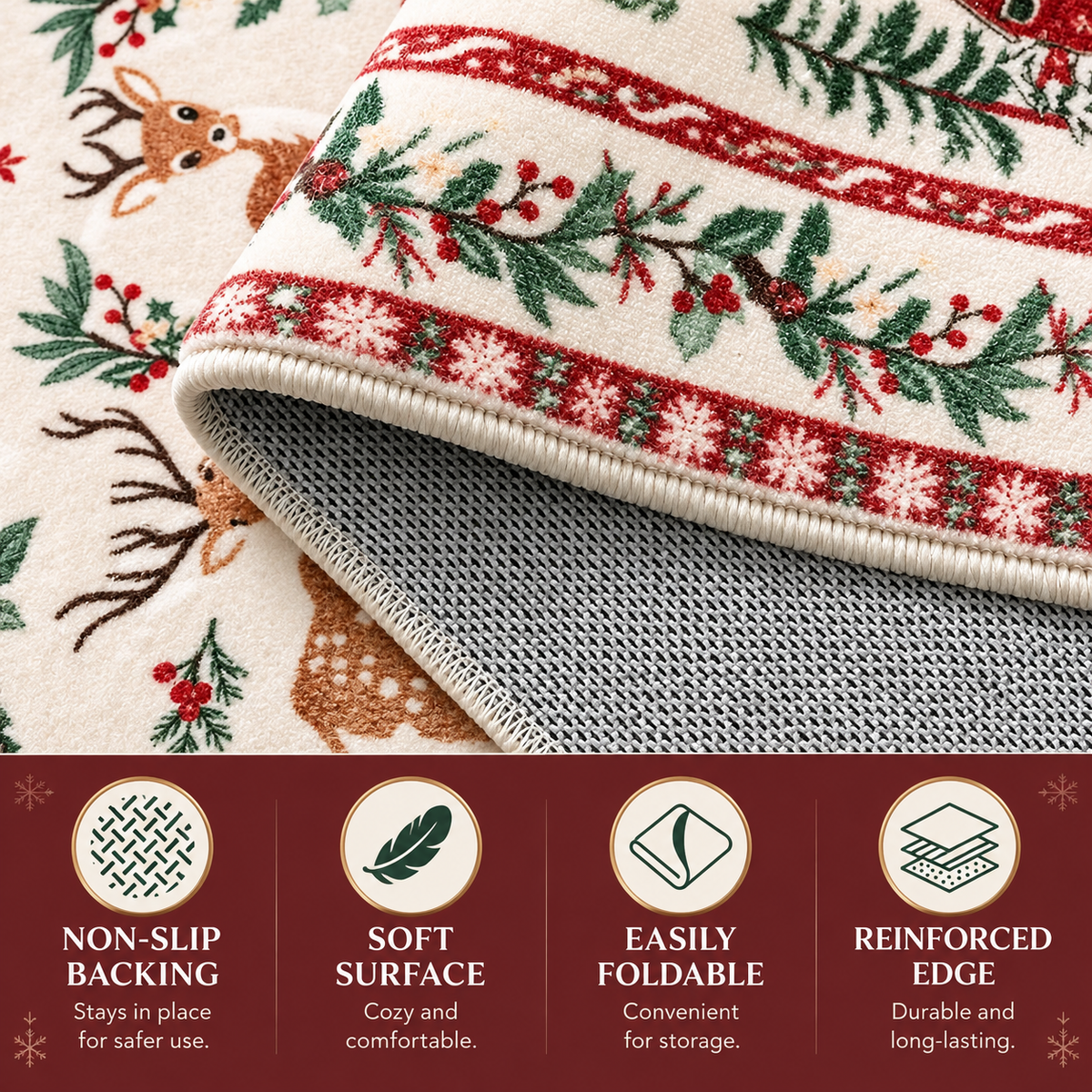 ✨ Christmas Runner Rug – Washable Non-Slip Holiday Floor Mat