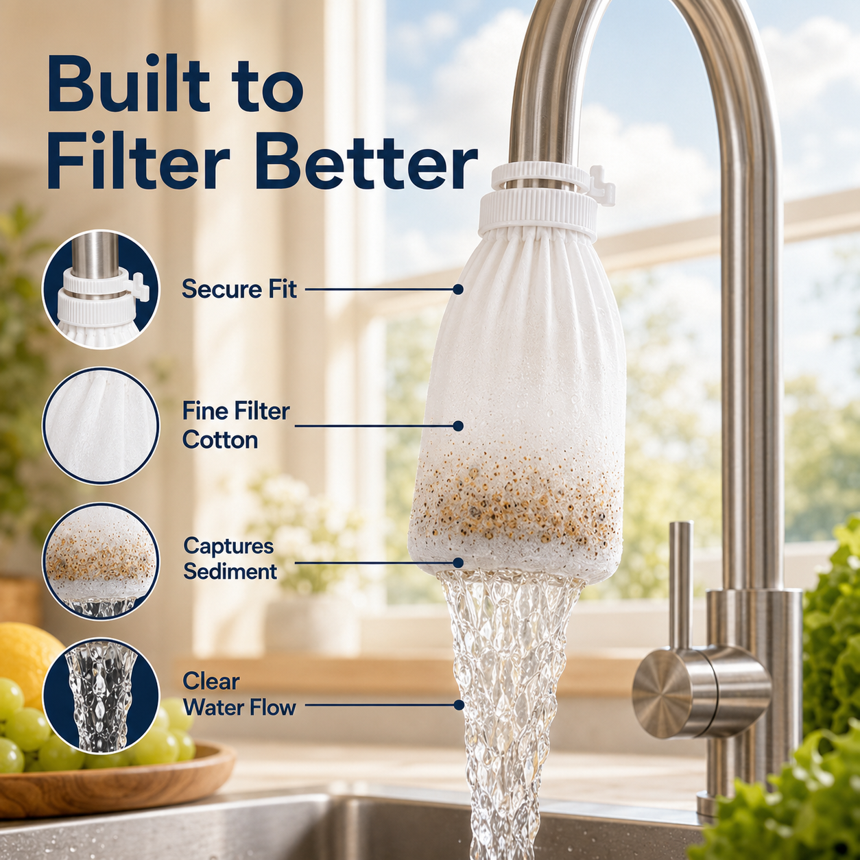 🚰 Universal Cotton Faucet Filter Bags