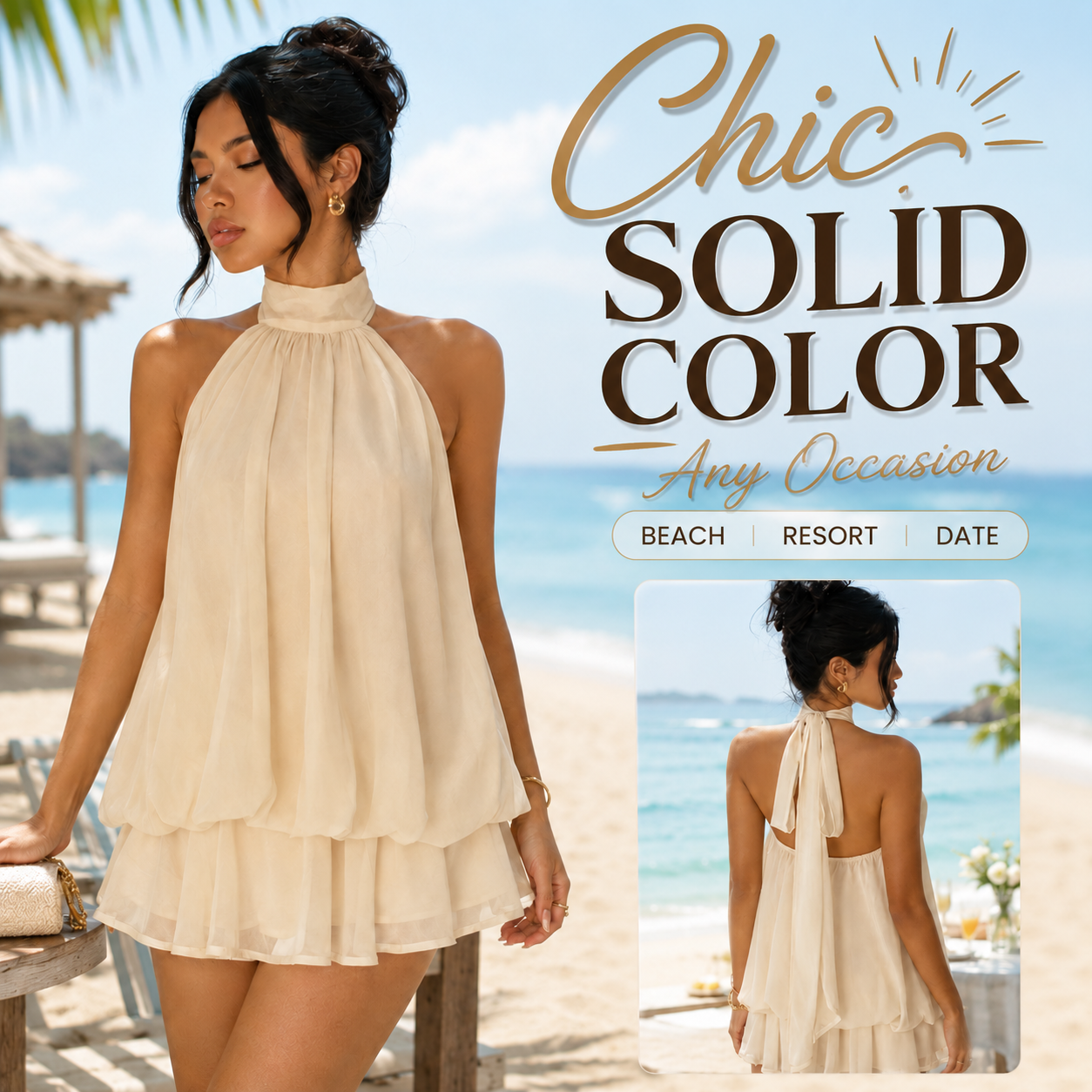 💃 Vacation Halter Backless Maxi Dress