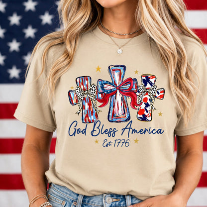 Vintage Washed "God Bless America" Faith & Freedom Tee