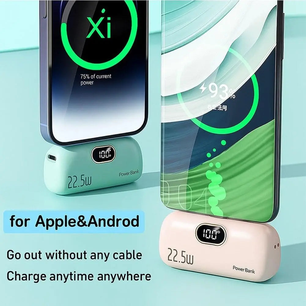 🔋No More Extra Cables! 5000mAh Mini Capsule 22.5W Fast Power Bank