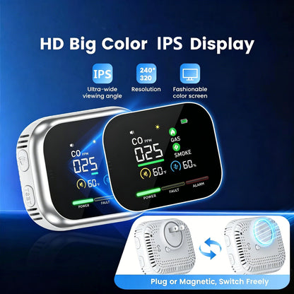 🌟2026 New Portable 6-in-1 Environment & Air Quality Detector | HD Display, CO Monitoring, Temperature, Humidity & High Decibel Alarm