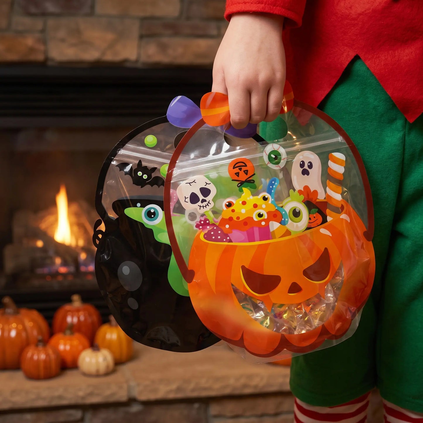 Halloween Goodie Bags Plastic Candy Gift Bags with Handle