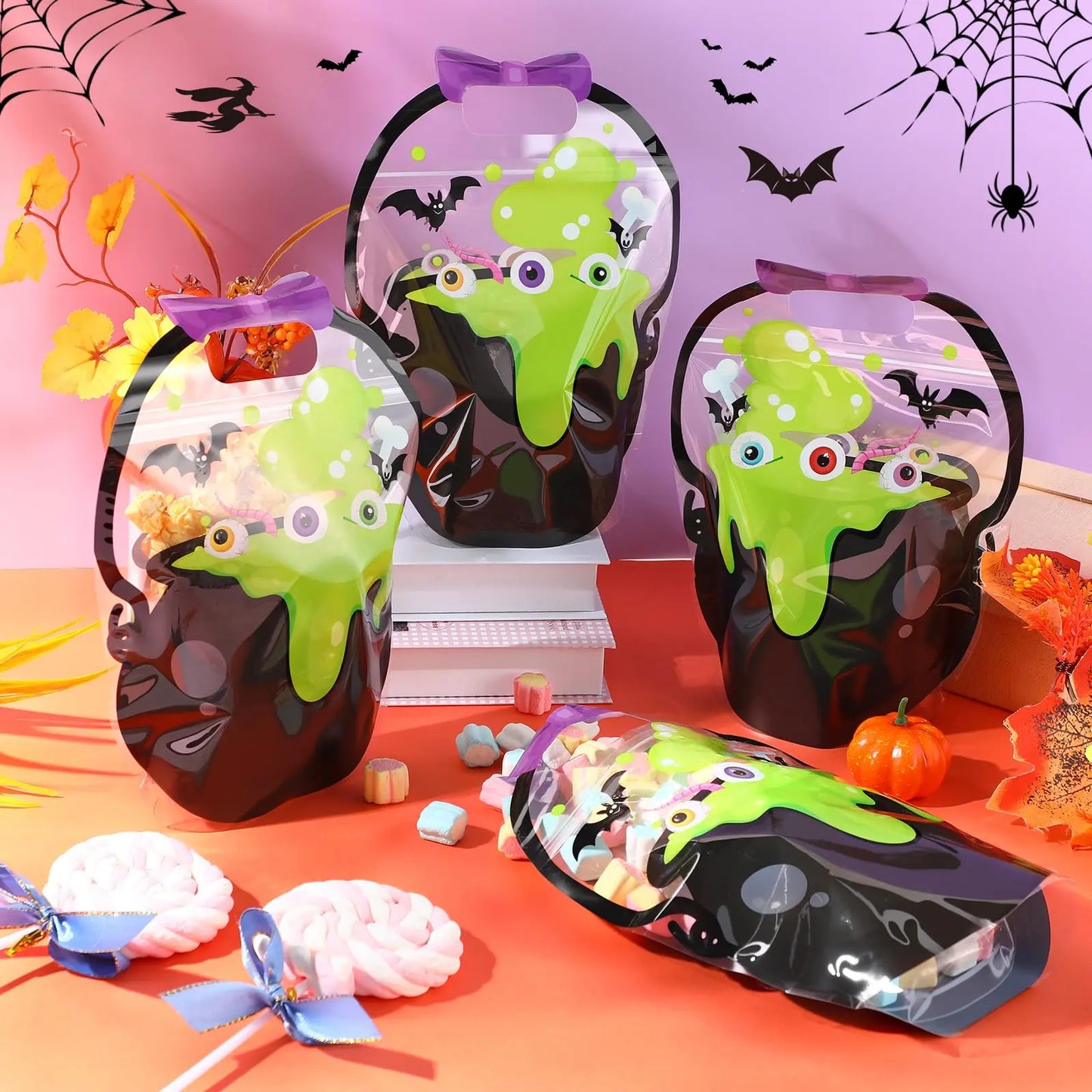 Halloween Goodie Bags Plastic Candy Gift Bags with Handle