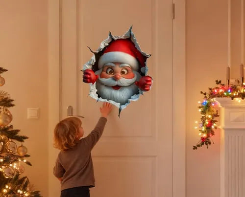 🎅 Santa Claus 3D Wall Sticker | Peel & Stick Christmas Decor 🎄✨