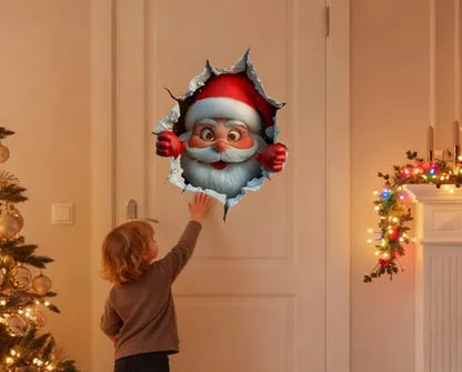 🎅 Santa Claus 3D Wall Sticker | Peel & Stick Christmas Decor 🎄✨