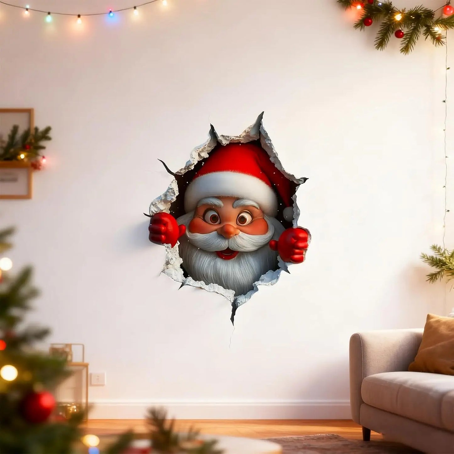 🎅 Santa Claus 3D Wall Sticker | Peel & Stick Christmas Decor 🎄✨