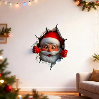 🎅 Santa Claus 3D Wall Sticker | Peel & Stick Christmas Decor 🎄✨