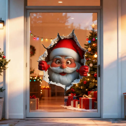 🎅 Santa Claus 3D Wall Sticker | Peel & Stick Christmas Decor 🎄✨