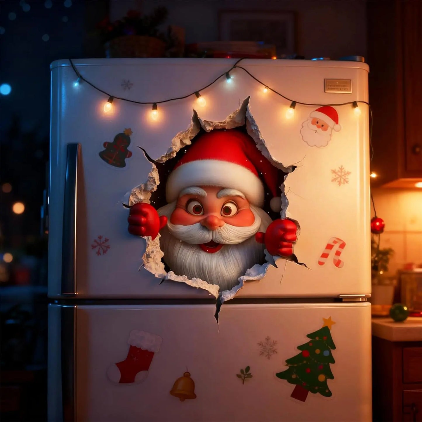 🎅 Santa Claus 3D Wall Sticker | Peel & Stick Christmas Decor 🎄✨